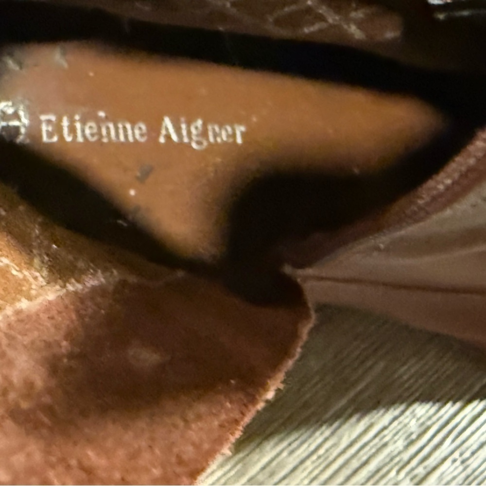 Etienne Aigner Brown Leather Tie Ankle Boots Womens 7.5 Victorian Cottagecore - Picture 7 of 9